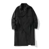Erkek trençkot bahar ve sonbahar moda siyah ceket erkeklerin orta uzunlukta yakışıklı modaya uygun palto Kore tarzı viol22