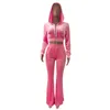 Zweiteilige Damen-Hosen, Winter-Samt-Trainingsanzug, Damen-Set, Jacken, Kapuzenoberteile und Anzüge, rosa, passende Sets, Jogging-Outfits, Sweatsuits