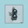 Stud Earrings Jewelry Wholesale 10-11Mm Tahitian Natural Black Pearl 14K Gold Clasp Drop Delivery 2021 W42Nd