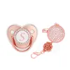PACIFIERS Luxury Rose Gold Initial Letter A Bling Baby Pacifier med Chain Clip Born BPA Dummy Soother Chupeta Sucette8146409