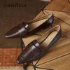 Sophitina Loafers женский повседневный квадратный каблук ручной работы твердой швейной леди обувь TPR нескользящая подошва корова кожа женская обувь AO102 210513