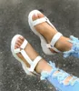 2020 femmes sandales chaussures d'été femme Peep-toe sandales confortables sans lacet plat chaussures décontractées femme Sandalias X0523