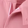 Ropa de oficina elegante para Mujer, pantalones rectos hasta la rodilla, dulce cintura alta, cremallera, bolsillo lateral, pantalones femeninos, rosa, 210430