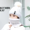 니트 보블 모자 스카프 세트 B 장식 단단한 컬러 여성 비니 탄성 플러시 겨울 따뜻한 레이디 장착 캡 패션 9 8CG G2