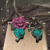 Fashion Green Leaf Heart and Red Rose Flower Luxury Earring Dangle 210317234s