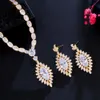 CWWZircons Shiny African Dubai Cubic Zirconia Bridal Wedding Necklace Luxury Jewelry Sets for Brides Dress Accessories T559 H1022