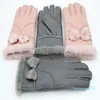 Five Fingers Gloves Winter Fashion Women Butterfly Festival Warm Elegant Sheepskin Outdoor Cycling Leather