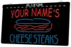 LX1285 Your Names Cheesesteaks Negozio Open Light Sign Dual Color 3D Engraving