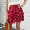 Summer women mini skirts Casual dots two layer ruffles black for female sweet girls short A-line pleated 210524