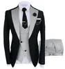 Yeni Kostüm Slim Fit Erkekler Suits Slim Fit İş Takım Elbise Damat Siyah Smokin için