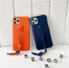 Mode 3d läder handledsband kort telefonväskor för iPhone 12 11 Pro X XS max XR 7 8 plus hållare skyddskåpa
