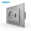 Livolo Israel 16A Toma de corriente de pared con 2.1 un cargador USB, panel de cristal 211007