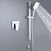 バスルームのシャワーセット隠されたマットの黒い正方形の頭の壁掛けの固体真鍮の降雨手の蛇口セット