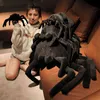 30 ~ 120cm som riktig svart spindel kort plysch djur fylld docka kreativ soffa kontor dekor plushie pojkvän flickvän gåva y211119