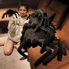 30~120cm Like Real Black Spider Short Plush Animal Stuffed Doll Creative Sofa Office Decor Plushie Boyfriend Girlfriend Gift Y211119