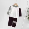 Children's Sweater Clothes Set Baby Winter Boy Outfits Knitted Blouse and Pants Toddler Cotton Knitting Tops 210615