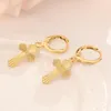 Hoop & Huggie Vintage Earring Jewelry Fashion Gold Color Cross Pendant For Women 2021 Simple Metal Earrings Party Gift