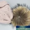 New Wool Beanies Women Real Natural Fur Pom Poms Fashion Pearl Knitted Hat Girls Female Beanie Cap Pompom Winter Hats for Women Factory price expert design Quality