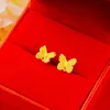 Stud Original 24K Gold Color Piercing Earrings For Women 2021 Fashion Small Butterfly Shape Metal Star Wedding Jewelry6393609