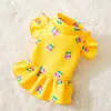 Dog Apparel Yellow Cute Pet Dresses Cartoon Two-legged Clothes For Small Medium Dogs Winter Flowers Christmas Princess Clothing