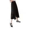 Mode Zomer Hakama Hoge Taille Losse Wide-Leg Chiffon Nine-Point Casual Dames Boheemse Rok Broek 210507