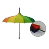 50pcs Fashion Rainbow Pagoda Palace Creative Umbrella Sun Rain Lady Princess Royal Long-handled Straight Golf Umbrella