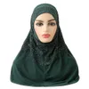 이슬람 원피스 아미라 히 자브 레이스 이슬람 스카프 머리띠 Headscarf 여성용 목도리기도 모자 모자 헤드 랩 핫 드릴링 패션