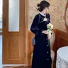 Vintage Black Dress Kvinnor Casual Evening Party Dress Korean Spring Slim Långärmad Sexig Knapp Klänning Kvinna 210521