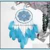 Konst och hantverk Arts Gifts Home Garden Black Dreamcatcher Handgjorda vindklockor Rum Diy Hängande Pendant Feather Bead Dream Catch1754588