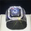 Кластерные кольца 2021 пасьянс мужской 4CT SONA Diamond Riame Real 925 Стерлинговые серебряные украшения стерлингов съедобные для мужчин