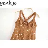 Spaghetti Strap Sexy Dress Women Vintage Leopard Floral Print Romantic Female Backless Sleeveless Hem Ruffle Summer 210514