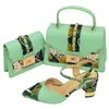 Sandali meravigliosi tacco giallo 7,5 cm scarpe da donna abbinate a borsa e borsetta stampe animalier décolleté africani set CR676