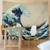 Tapestries Cilected Great Wave Painting Wall Tapestry Hanging Polyester Boho Bedspread Yoga Mat Blanket 150x130cm/148x200cm