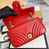 Luxury Classic Handbag Dame's Famous Brand Brand Sac Sac Chain Fashion Cross-Body's Cow-Hide Cuir couture Love broderie Stripe 26cm