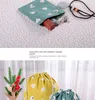 Storage Bags Printed Cotton Linen Drawstring Bundle Pocket Bag Sundries Underwear Travel Gift