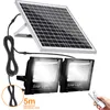 Foco solar de 2 cabezales para exteriores, lámpara de calle IP67, resistente al agua, superbrillante, solar, para calle, con mando a distancia