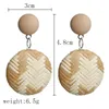 Dangle & Chandelier Bohemian Wooden Rattan Knit Drop Earrings For Women 2022 Statement Button Fashion Earring Female Handmade Jewelry Gift W