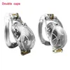 Nouveau capuchon interchangeable Cage de chasteté, Double Caps Male Chastity Device Cock Cage 4Size Cock Rings Sex Toys Pour Homme BDSM Penis Cage. P0826