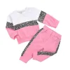 LZH New 2021 Fashion Splicing Abiti autunnali Leopard Baby Girls Abbigliamento sportivo 2 pezzi Set Cotone Bambini Abiti sportivi larghi 1-5 anni X0902