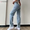 Calças jeans femininos jeans grande tamanho namorado jean mulheres y2k cintura alta mãe rasgada calças stright 210922