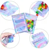 Plastic Aluminum Foil Bag Holographic Smell Proof Bags Reclosable Zipper Pouch Storage Package with Hanging Hole