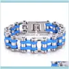 Lien, Jewelrylink, Chaîne En Acier Inoxydable 316L Orange Bleu Électrolytique Vélo Moto Chaînes Hommes Moto Bracelets Garçons Cool Bangle 21Cm * 1