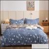 Conjuntos de cama Suprimentos Home Têxteis Garden Grade 3/4 pcs Duvet Set Floral Poliéster Impresso ER Folha Fronha para Crianças Cama ADT Twin Queen