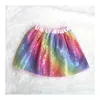 Abbigliamento per bambini Moda Colore Paillettes Gonne per bambini Gonna bouffant per bambina femminile all'ingrosso + Copricapo di garza mezza rete principessa 2 set