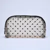 Cute Heart Dots Print Mesh Cosmetic Case Beauty Bag Women Half Moon Makeup Pouches Travel Transparent Toiletry Make Up Bags & Cases