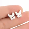 Wholesale 10pc/lot Cute Puppy Dog Earrings Stainless Steel Earring Simple Animal Ear Studs Kids Women Men Earring Jewelry Gift