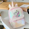 Ryggsäck unisex tecknad unicorn sequin school bookbag stor kapacitet bokföring dubbel axel resväska