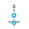 Angel Wing CZ Belly Button Ring Surgical Steel Zircon Navel Rings Body Piercing Barbell for Women Girls