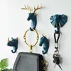 Vägghängande krok Vintage hjorthuvud Antlers Elephant Key Holder Hängande över dörrlocket Display Racks Coat Hängare Rumsinredning 210609