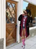 Kadın Elbise Cep Patchwork Hoodie Sonbahar Kış Kazak Kapüşonlu Uzun Kollu Çizgili Kazaklar Giyim Boyutu S-2XL Tops